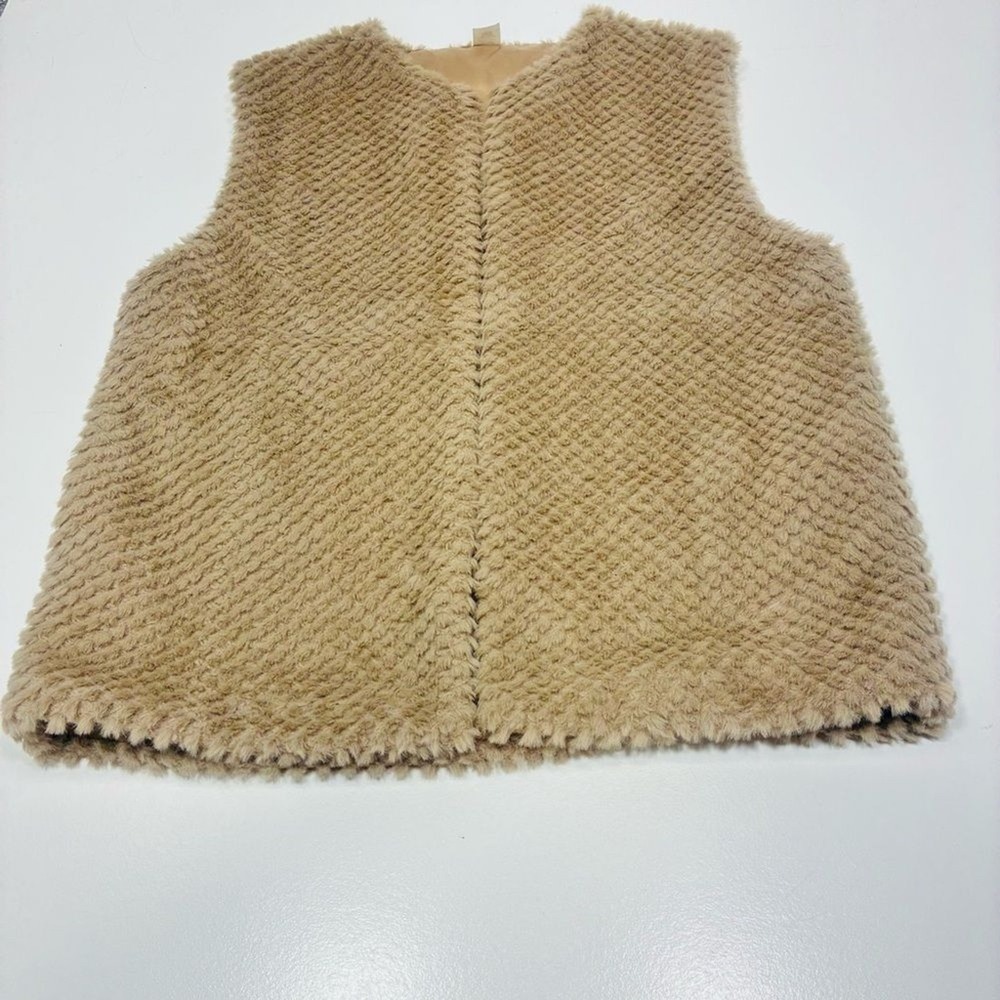 Unbranded Women Vest Tan Faux Fur Soft‎ Textured Open Front Winter Layer Large